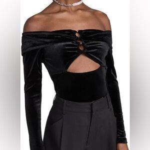 NWT REVOLVE by Glamorous Black Velvet Off-Shoulder Bodysuit
